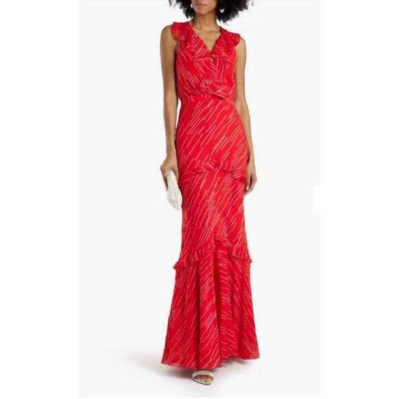 fitted lace wedding dress Saloni Red Floral Lehenga Skirt
